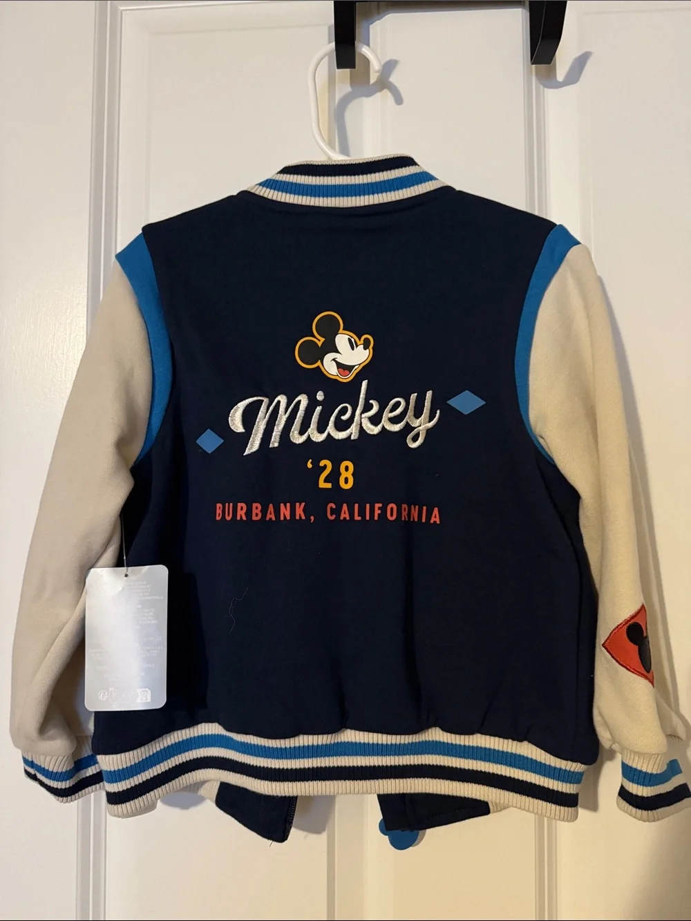 NWT Toddler Disney Navy, Cream & Blue Mickey Varsity Jacket